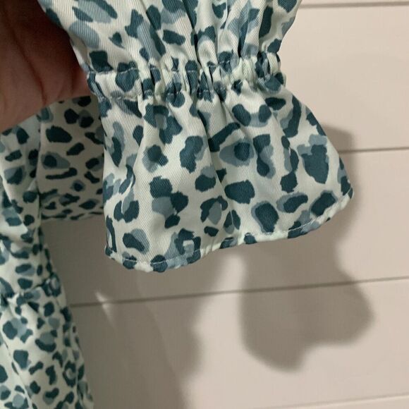 Janie and Jack | Dress Animal Print Teal Long Sleeve Square Neck- Size 16 - Picture 4 of 8